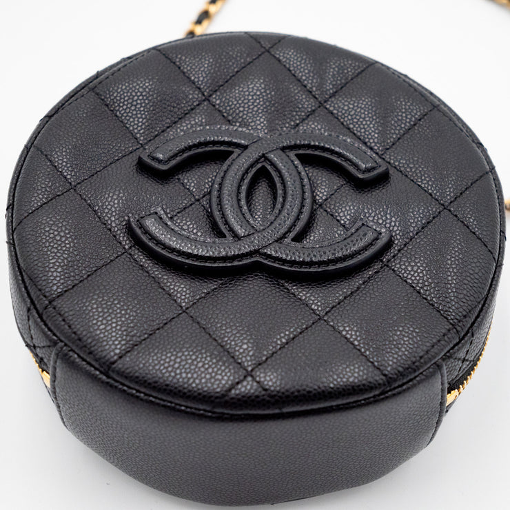 Chanel Caviar Quilted Small Round Vanity With Chain