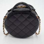 Chanel Caviar Quilted Small Round Vanity With Chain