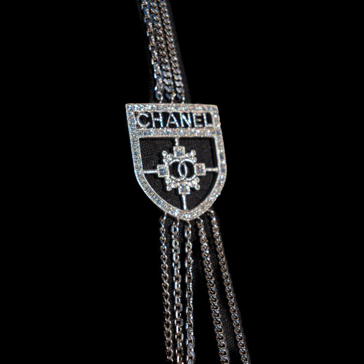 Chanel Multi Strand CC Badge Long Multi Strands Dangling Chains Pendant Charm Necklace