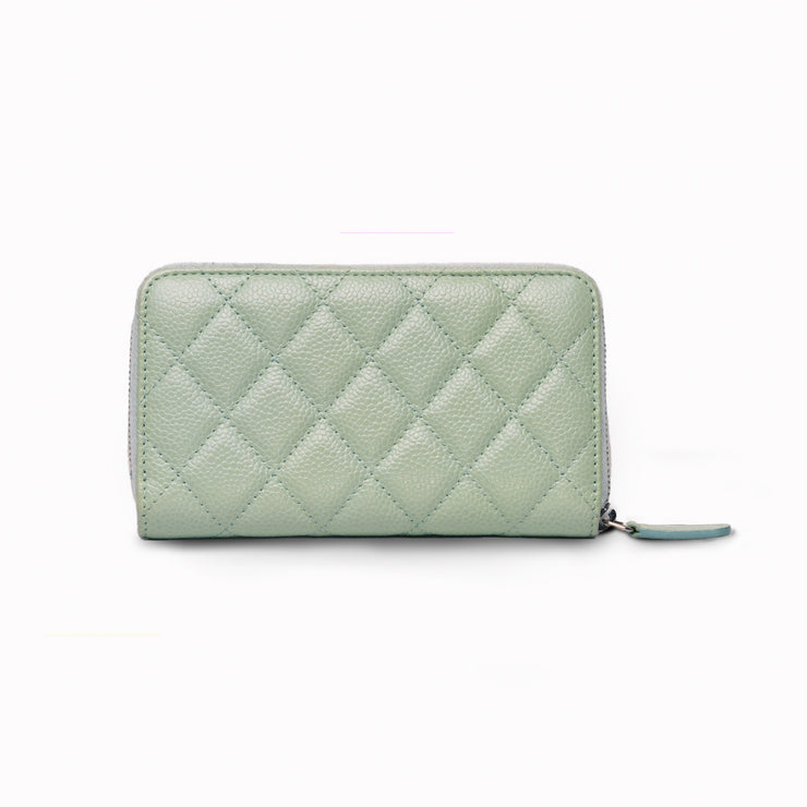 Chanel Caviar Quilted Small Zip Around Wallet, Light Green