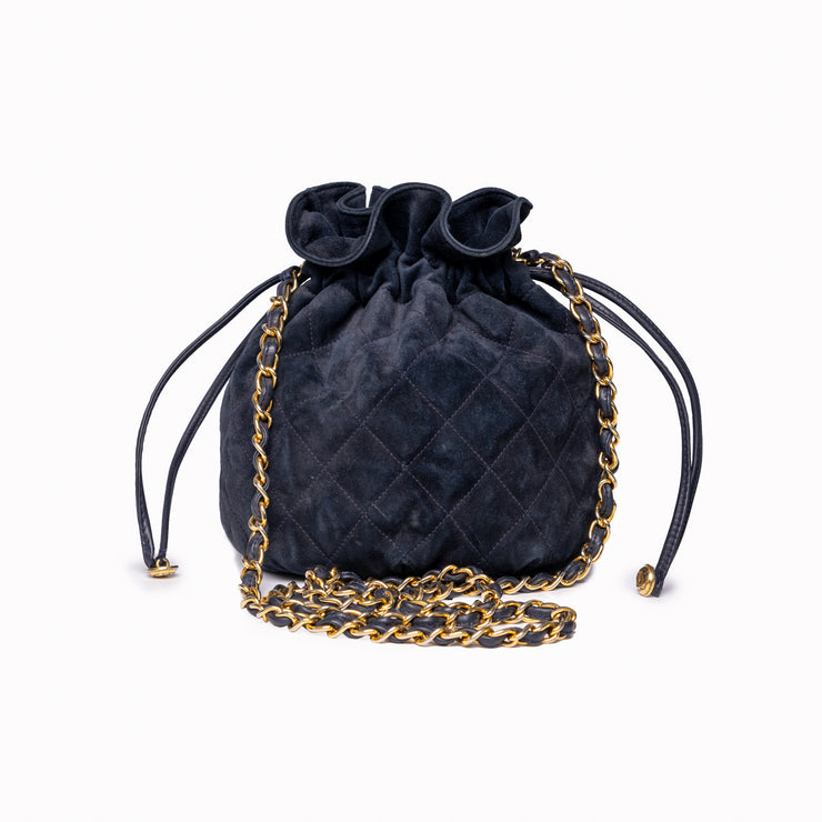 Chanel Blue Suede Mini Bucket Bag SmknHaute