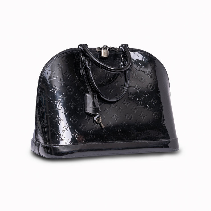 Louis Vuitton Alma GM Black Patent Monogram Leather Bag