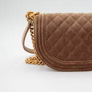 Chanel Mini Boy Messenger in Brown Velvet