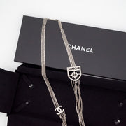 Chanel Multi Strand CC Badge Long Multi Strands Dangling Chains Pendant Charm Necklace